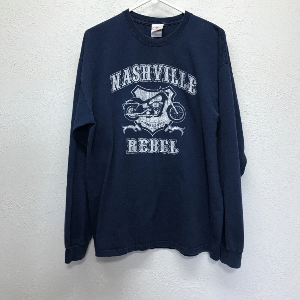 Grand‎ Ole Opry XL Nashville Rebel T-Shirt Long Sleeve Motorcycle Navy Blue